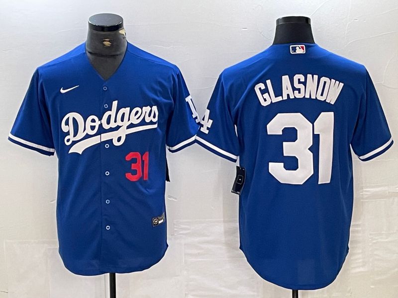 Men Los Angeles Dodgers 31 Glasnow Blue Nike Game MLB Jersey style 3